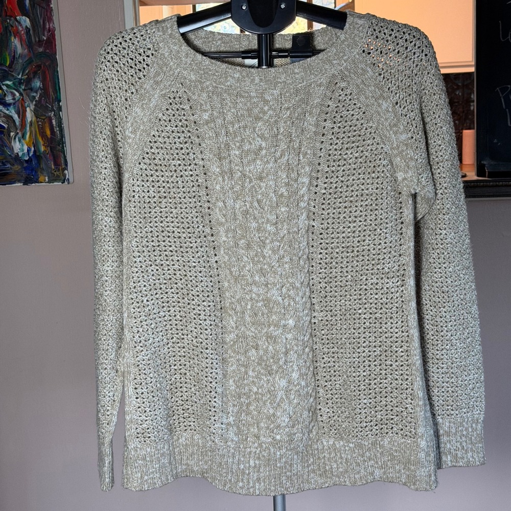 St Johns Bay Womens Large Coastal Grandmacore Cable Knit Fisherman Sweater L